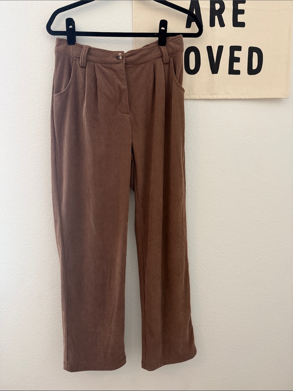 HALARA Brown Wide-Leg Corduroy Pants